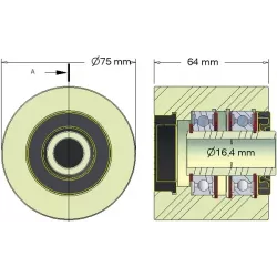 Rullo n. 218 – rullo di supporto in plastica Ø75 mm per macchine Grimme | OEM Grimme 602.00053, 200.24939, 200.07971 | produttore KiJ