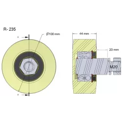 Rullo n. 235 – rullo in plastica Ø100 mm per macchine Wuhlmaus | OEM Wuhlmaus 000.03.030.00 | produttore KiJ