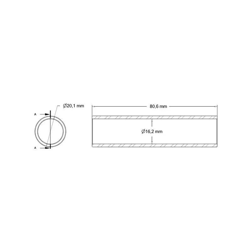 Bussola di riduzione 20×16×80 – ricambio per macchine ROPA | OEM ROPA 110091104 | produttore KiJ