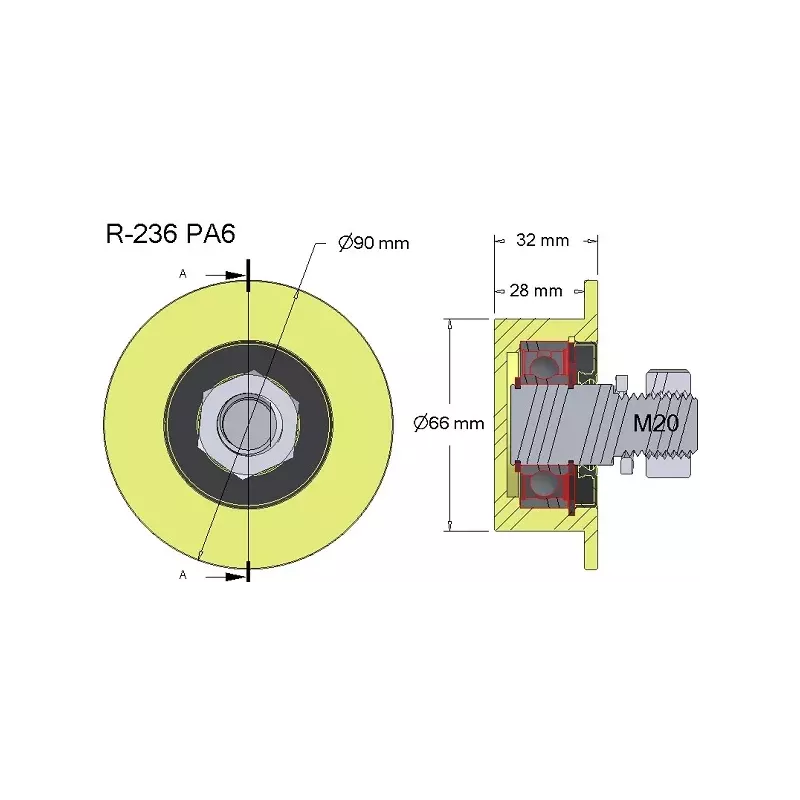 Rullo n. 236 – rullo in plastica Ø66 mm per macchine Wuhlmaus | produttore KiJ