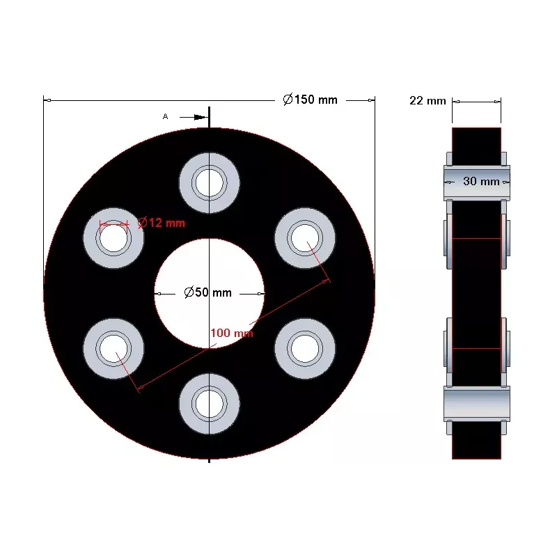 Disco elastico spesso – disco del giunto elastico prodotto da KiJ | OEM 7088-92-504 | produttore KiJ