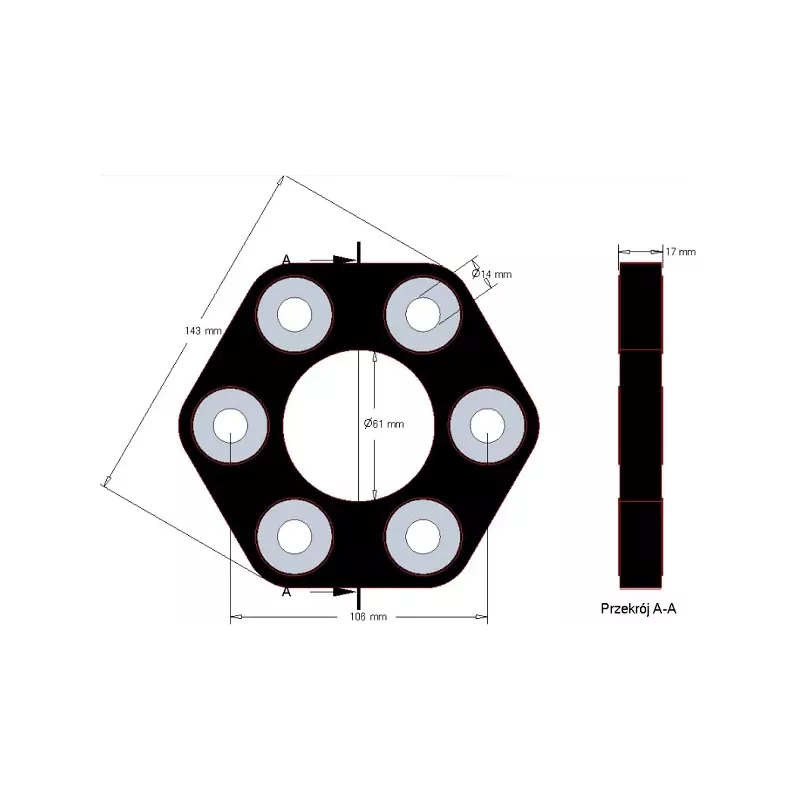 Disco elastico Claas 143 – giunto elastico per macchine Claas | OEM Claas 0623.4106, 06234106, 11106031112 | produttore KiJ