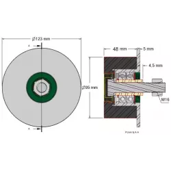 Rullo n. 20 – rullo di supporto in acciaio e gomma Ø95 mm per macchine Grimme | OEM Grimme 200.27585, 200.27584, 200.00804 | produttore KiJ
