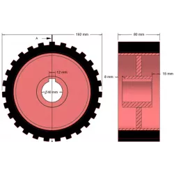 Rullo n. 2 – rullo motore in ghisa e gomma Ø192 mm per macchine Grimme | OEM Grimme 076.00637 | produttore KiJ