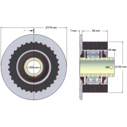 Rullo n. 136 – rullo di rinvio in acciaio e gomma Ø132 mm per macchine Grimme | OEM Grimme 200.33879 | produttore KiJ