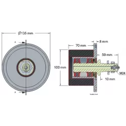 Rullo n. 8a – rullo di supporto in acciaio e gomma Ø100 mm per macchine Grimme | OEM Grimme 088.00324, 200.46340, 200.11197 | produttore KiJ