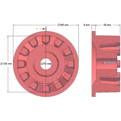 Rullo n. 16a – rullo motore in ghisa Ø124 mm per macchine Grimme | OEM Grimme 001.00524 | produttore KiJ