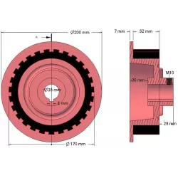 Rullo n. 19a – rullo motore in ghisa e gomma Ø170 mm per macchine Grimme | OEM Grimme 076.00822 | produttore KiJ