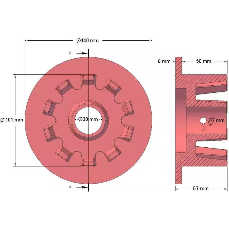 Rullo n. 64 – rullo motore in ghisa Ø101 mm per macchine Grimme | OEM Grimme 006.00068, 006.00069, 006.00550 | produttore KiJ