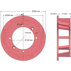 Rullo n. 127 – rullo motore in ghisa Ø250 mm, passo 40 mm, per macchine Grimme | OEM Grimme 006.00059, 006.00347, 006.00722 | produttore KiJ