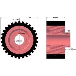 Rullo n. 220 – rullo motore in ghisa e gomma Ø132 mm per macchine Grimme | OEM Grimme 076.00655 | produttore KiJ
