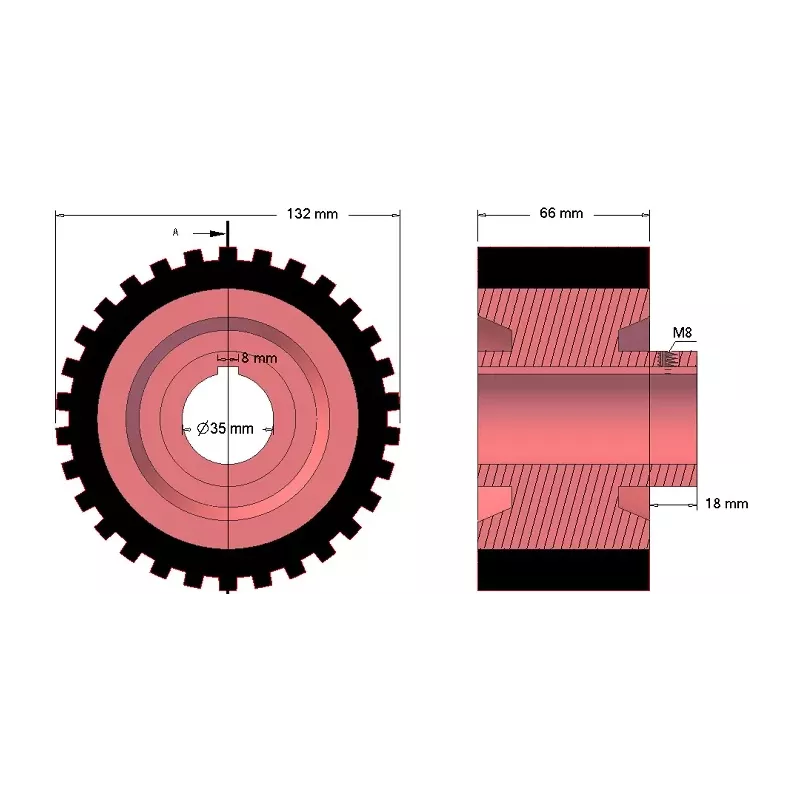 Rullo n. 220 – rullo motore in ghisa e gomma Ø132 mm per macchine Grimme | OEM Grimme 076.00655 | produttore KiJ