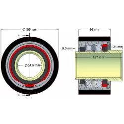 Rullo n. 207 – rullo di rinvio in acciaio e gomma Ø154 mm per macchine Grimme Maxtron | OEM Grimme 200.85956 | produttore KiJ