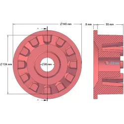 Rullo n. 16 – rullo motore in ghisa Ø124 mm per macchine Grimme | OEM Grimme 001.00067, 001.00524, 006.00236 | produttore KiJ