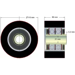 Rullo n. 185 – rullo in acciaio e gomma Ø110 mm per macchine Holmer | OEM Holmer 1130010045 | produttore KiJ