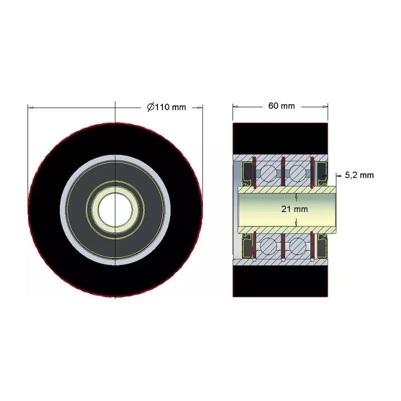 Rullo n. 185 – rullo in acciaio e gomma Ø110 mm per macchine Holmer | OEM Holmer 1130010045 | produttore KiJ