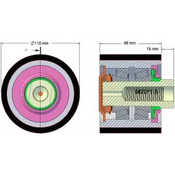Rullo n. 186 – rullo in acciaio e gomma Ø110 mm per macchine Holmer | OEM Holmer 1131033189, 1203045858 | produttore KiJ