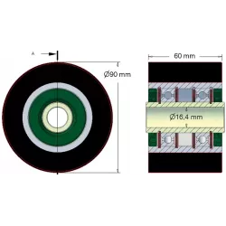 Rullo n. 197 – rullo portante in acciaio e gomma Ø90 mm | produttore KiJ