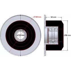 Rullo n. 63 – rullo di supporto in acciaio e gomma Ø95 mm per macchine Grimme | OEM Grimme 088.00315 | produttore KiJ