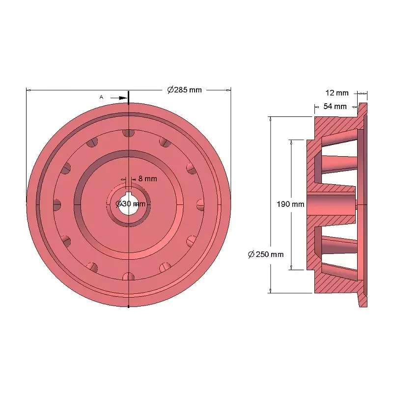 Rullo n. 171 – rullo motore in ghisa Ø258 mm, passo 35 mm, per macchine Grimme | OEM Grimme 006.00537 | produttore KiJ