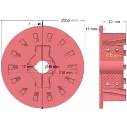 Rullo n. 39 – rullo motore in ghisa Ø210 mm, passo 50 mm, per macchine Holmer | OEM Holmer 1057000829 | produttore KiJ