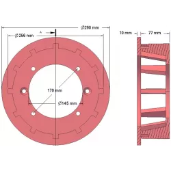 Rullo n. 102 – rullo motore in ghisa Ø256 mm, passo 35 mm, per macchine Grimme | OEM Grimme 006.00058, 006.00638 | produttore KiJ