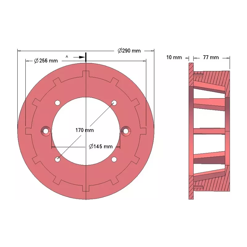 Rullo n. 102 – rullo motore in ghisa Ø256 mm, passo 35 mm, per macchine Grimme | OEM Grimme 006.00058, 006.00638 | produttore KiJ