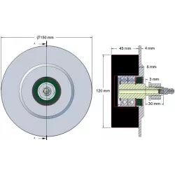 Rullo n. 7 – rullo di supporto in acciaio e gomma Ø120 mm per macchine Grimme | OEM Grimme 200.11805 | produttore KiJ
