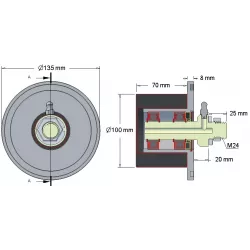 Rullo n. 8 – rullo di rinvio in acciaio e gomma Ø100 mm per macchine Grimme | OEM Grimme 200.16029, 088.00325, 088.00324 | produttore KiJ