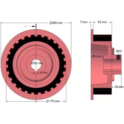 Rullo n. 19 – rullo motore in ghisa e gomma Ø170 mm per macchine Grimme | OEM Grimme 076.00768 | produttore KiJ