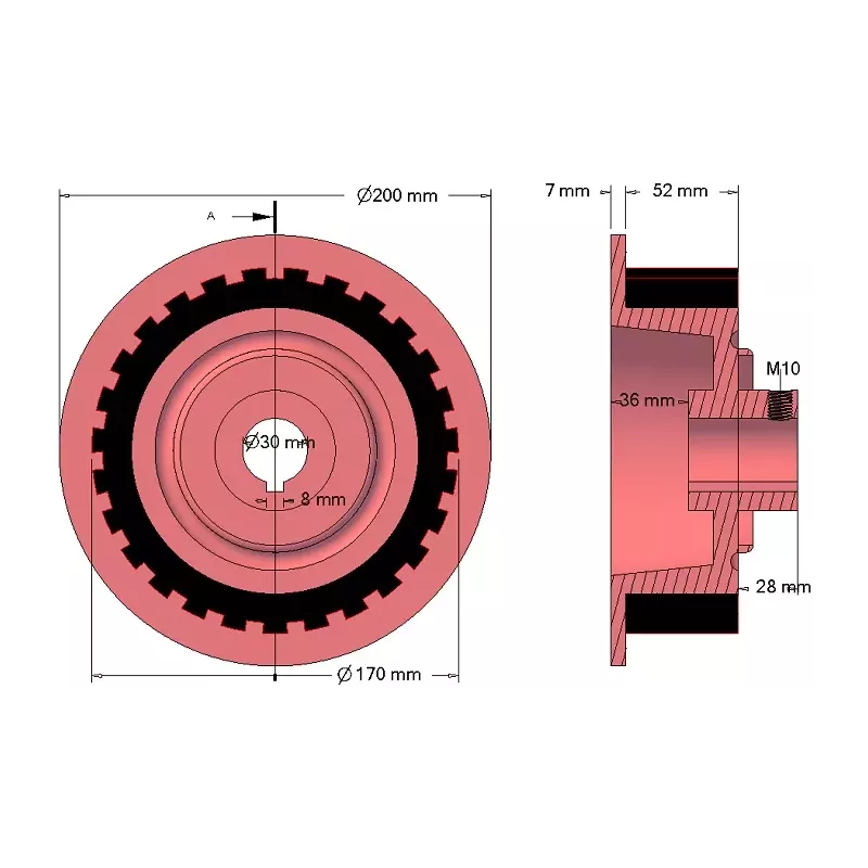Rullo n. 19 – rullo motore in ghisa e gomma Ø170 mm per macchine Grimme | OEM Grimme 076.00768 | produttore KiJ