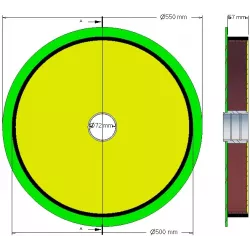 Rullo n. 191 – rullo di guida in acciaio e gomma Ø500 mm per macchine Holmer | OEM Holmer 1130015443 | produttore KiJ