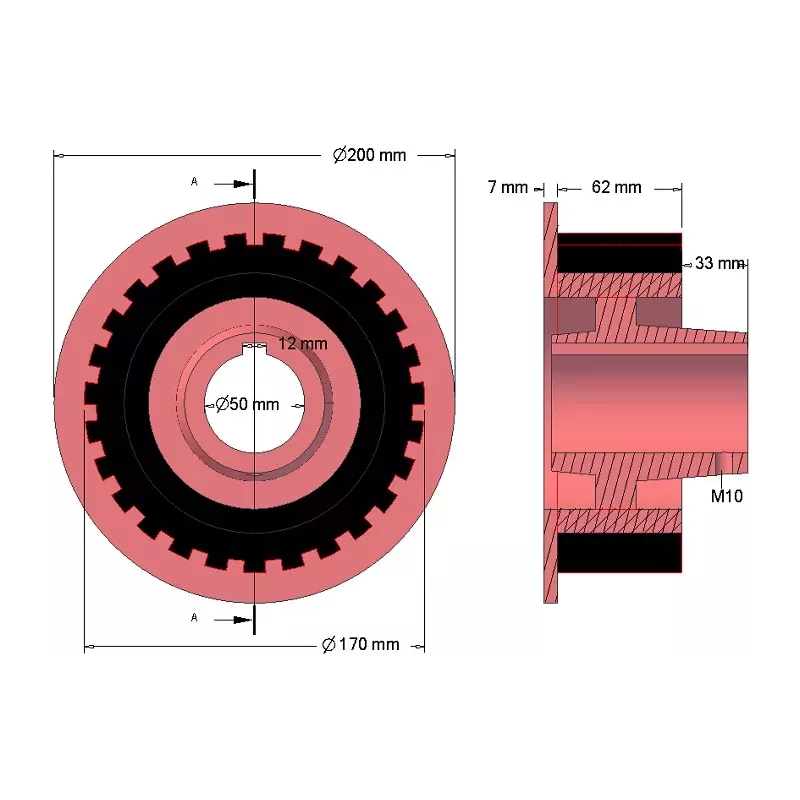 Rullo n. 29 – rullo in ghisa e gomma Ø170 mm | produttore KiJ