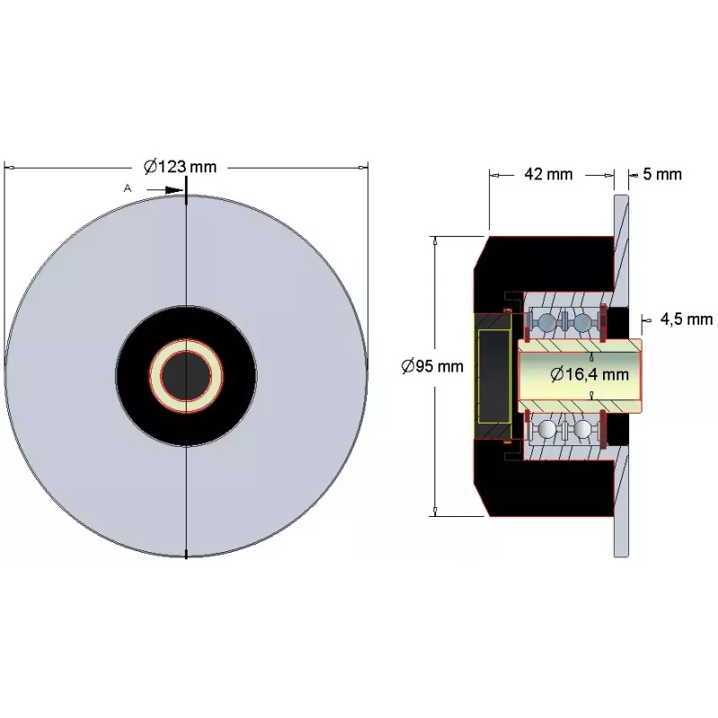 Rullo n. 71 – rullo in acciaio e gomma Ø95 mm | produttore KiJ