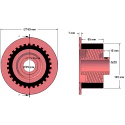 Rullo n. 75 – rullo motore in ghisa e gomma Ø132 mm | produttore KiJ