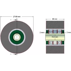Rullo n. 83 – rullo in acciaio e gomma Ø109 mm per macchine Reekie | OEM Reekie RSS1833 | produttore KiJ