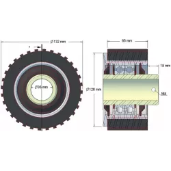Rullo n. 135 – rullo in acciaio e gomma Ø120 mm | produttore KiJ
