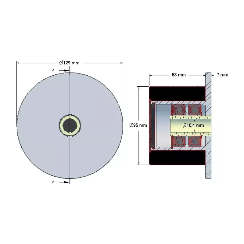 Rullo n. 139 – rullo in acciaio e gomma Ø95 mm | produttore KiJ