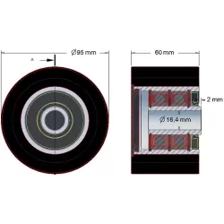 Rullo n. 188 – rullo in acciaio e gomma Ø95 mm per macchine ROPA | OEM ROPA 252096 | produttore KiJ