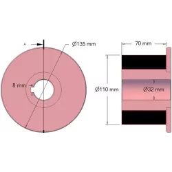 Rullo n. 265 – rullo motore in acciaio e gomma Ø110 mm per macchine AVR | OEM AVR 202.16.90 | produttore KiJ