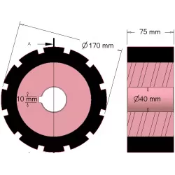 Rullo n. 266 – rullo motore in acciaio e gomma Ø170 mm per macchine AVR | OEM AVR 742.20.80 | produttore KiJ