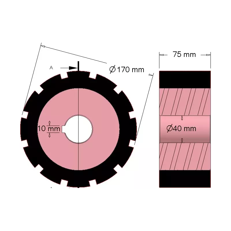 Rullo n. 266 – rullo motore in acciaio e gomma Ø170 mm per macchine AVR | OEM AVR 742.20.80 | produttore KiJ