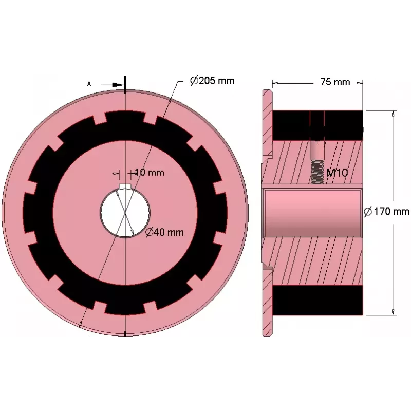 Rullo n. 267 – rullo motore in acciaio e gomma Ø170 mm per macchine AVR | OEM AVR 742.20.70 | produttore KiJ