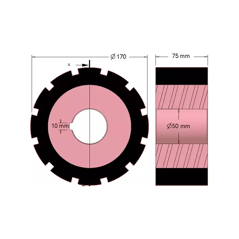 Rullo n. 271 – rullo motore in acciaio e gomma Ø170 mm per macchine AVR | OEM AVR 742.20.85 | produttore KiJ