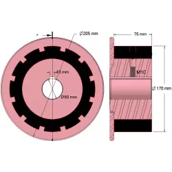 Rullo n. 272 – rullo motore in acciaio e gomma Ø170 mm per macchine AVR | OEM AVR 742.20.75 | produttore KiJ