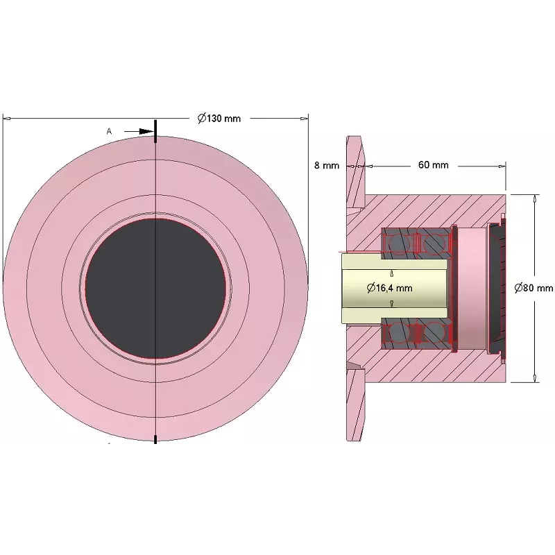 Rullo n. 275 – rullo di supporto in acciaio Ø80 mm, passo 64 mm, per macchine Samon | produttore KiJ
