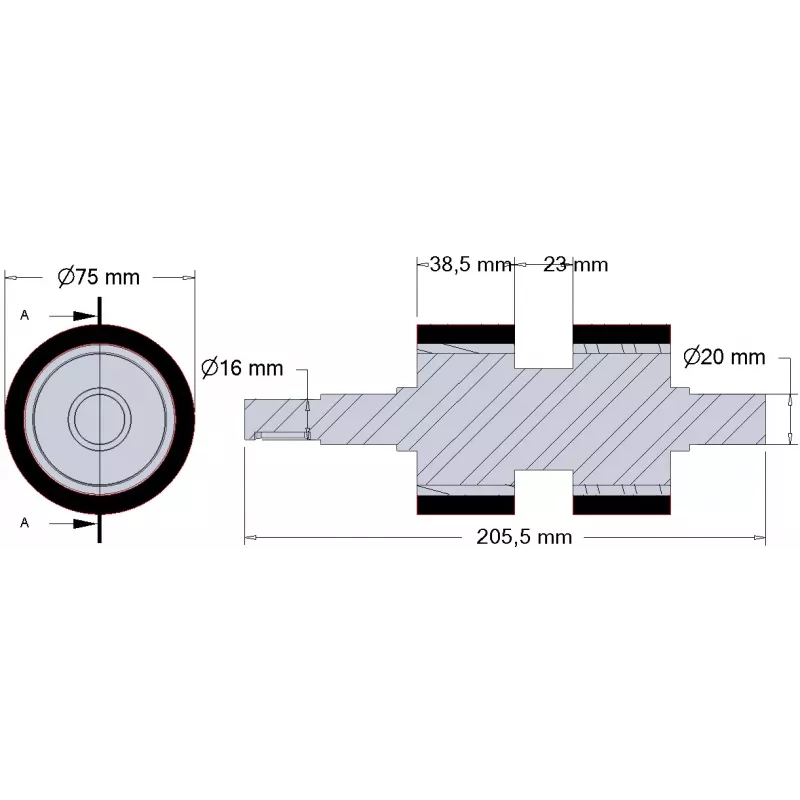 Rullo n. 278 – rullo motore in acciaio e gomma per macchine Ploeger | OEM Ploeger 161.545.01 | produttore KiJ