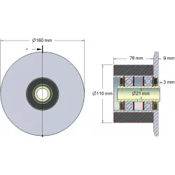 Rullo n. 23H – rullo di supporto in acciaio e gomma Ø110 mm per macchine Holmer | OEM Holmer 1130020688 | produttore KiJ