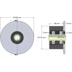 Rullo n. 24H – rullo di supporto in acciaio e gomma Ø110 mm per macchine Holmer | OEM Holmer 252061, 1130006938 | produttore KiJ