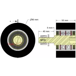 Rullo n. 311a – rullo di supporto in acciaio e gomma Ø90 mm per macchine Guaresi | produttore KiJ